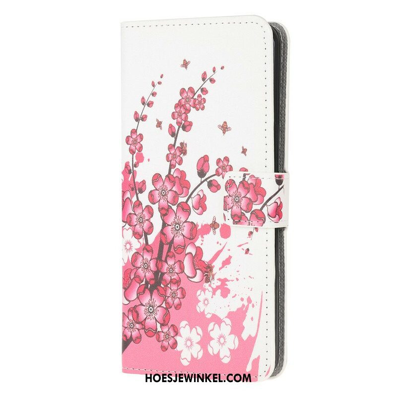 Folio-hoesje voor Samsung Galaxy A52 4G / A52 5G / A52s 5G Tropische Bloemen