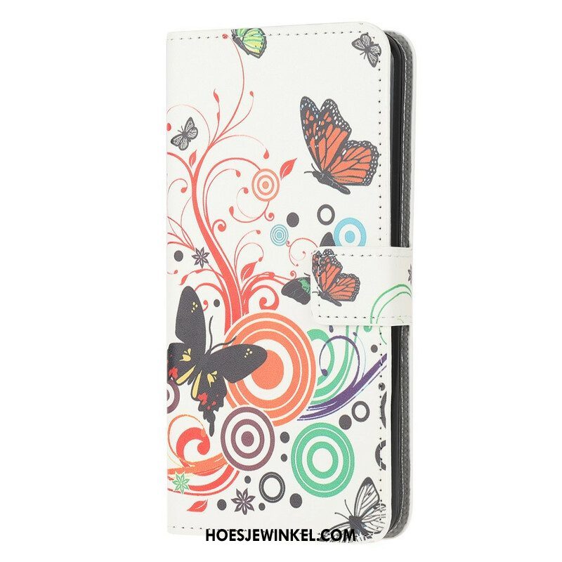 Folio-hoesje voor Samsung Galaxy A52 4G / A52 5G / A52s 5G Vlinders En Bloemen