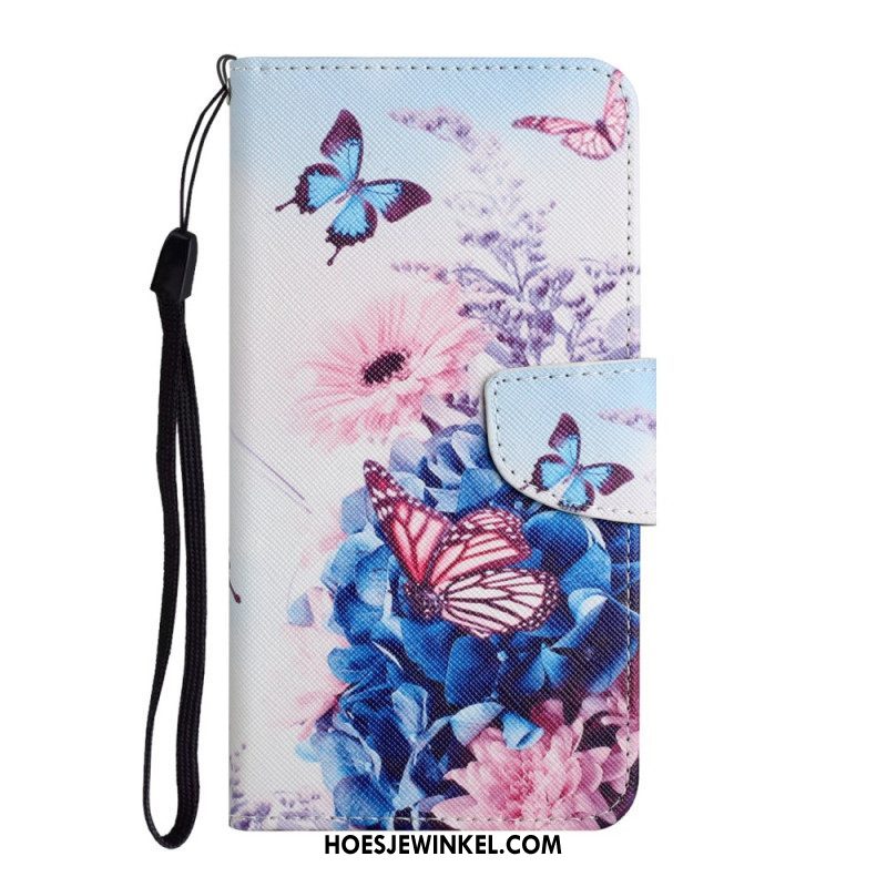 Folio-hoesje voor Samsung Galaxy A54 5G Meesterlijke Vlinders Met Lanyard