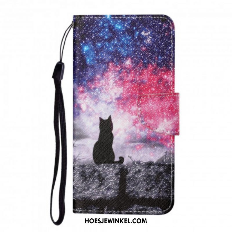 Folio-hoesje voor Samsung Galaxy M12 / A12 Kattenverhalen Met Lanyard