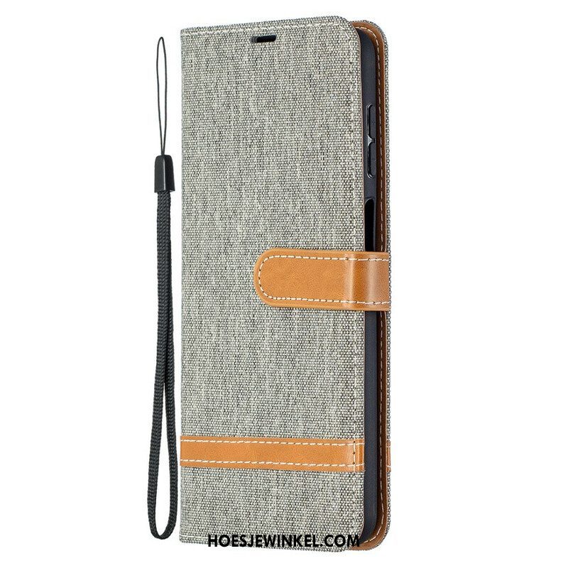 Folio-hoesje voor Samsung Galaxy M12 / A12 Met Ketting Band Van Stof En Leereffect