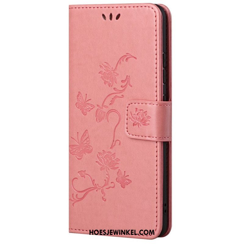 Folio-hoesje voor Samsung Galaxy M23 5G Met Ketting Riem Bloemen