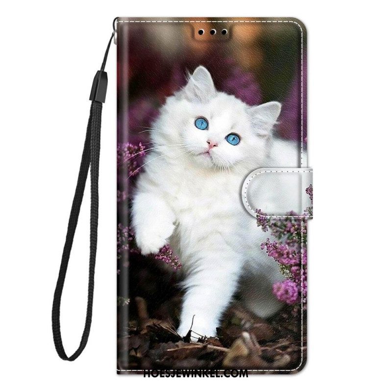 Folio-hoesje voor Samsung Galaxy M23 5G Met Ketting String Cat Fan