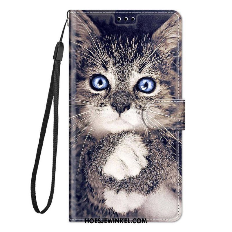 Folio-hoesje voor Samsung Galaxy M23 5G Met Ketting String Cat Fan