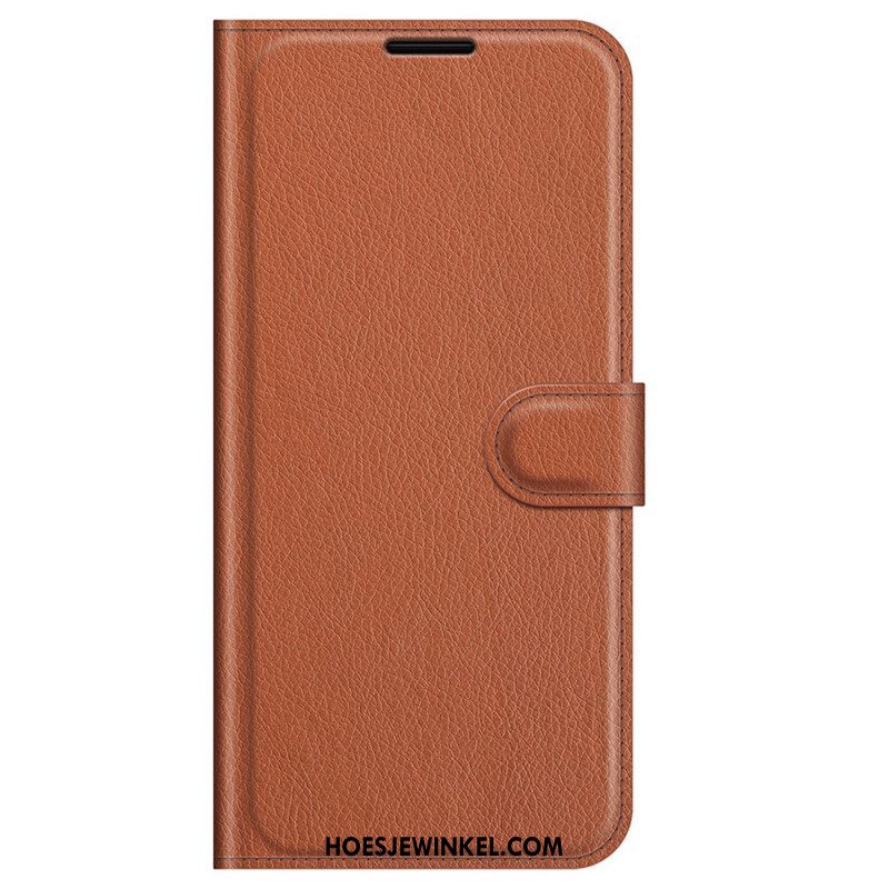 Folio-hoesje voor Samsung Galaxy M32 Klassiek Litchi-leereffect