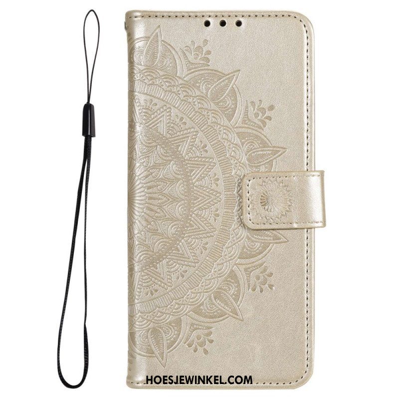 Folio-hoesje voor Samsung Galaxy M33 5G Met Ketting Strappy Zon Mandala