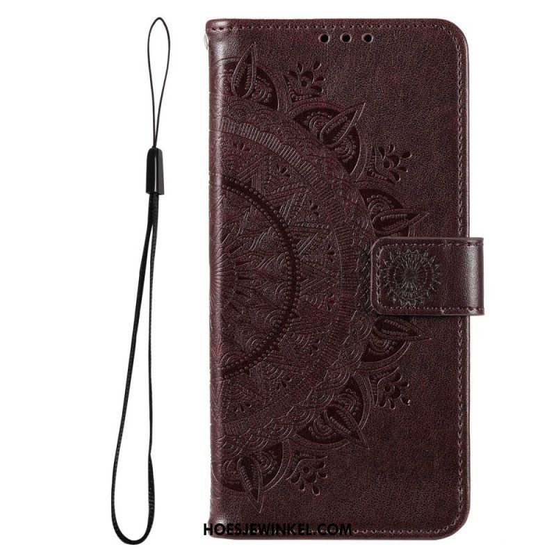 Folio-hoesje voor Samsung Galaxy M33 5G Met Ketting Strappy Zon Mandala