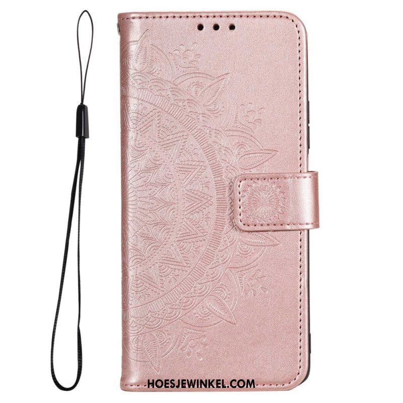 Folio-hoesje voor Samsung Galaxy M33 5G Met Ketting Strappy Zon Mandala