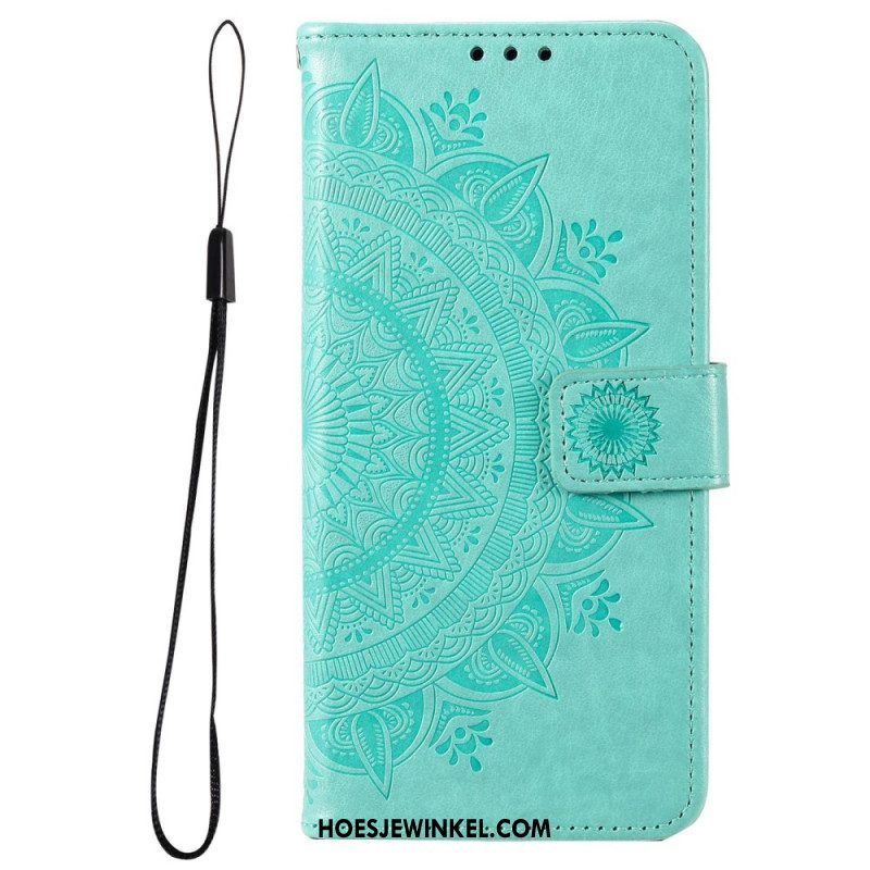 Folio-hoesje voor Samsung Galaxy M33 5G Met Ketting Strappy Zon Mandala