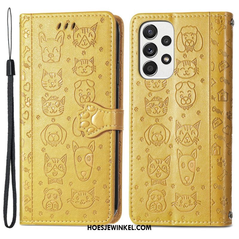 Folio-hoesje voor Samsung Galaxy M53 5G Geanimeerde Dieren