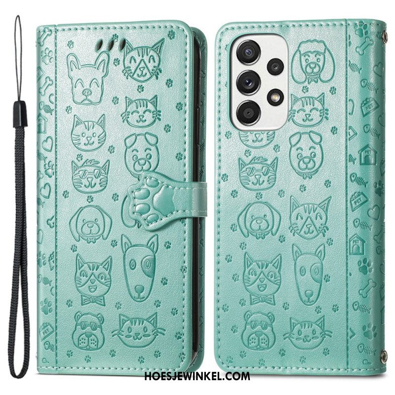 Folio-hoesje voor Samsung Galaxy M53 5G Geanimeerde Dieren