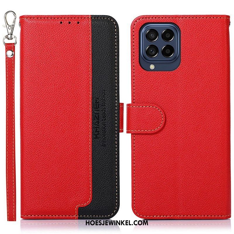 Folio-hoesje voor Samsung Galaxy M53 5G Lychee-stijl Rfid Khazneh