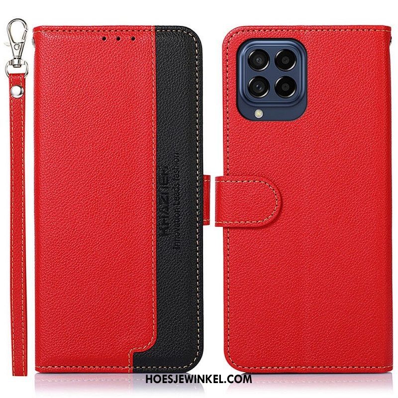 Folio-hoesje voor Samsung Galaxy M53 5G Lychee-stijl Rfid Khazneh