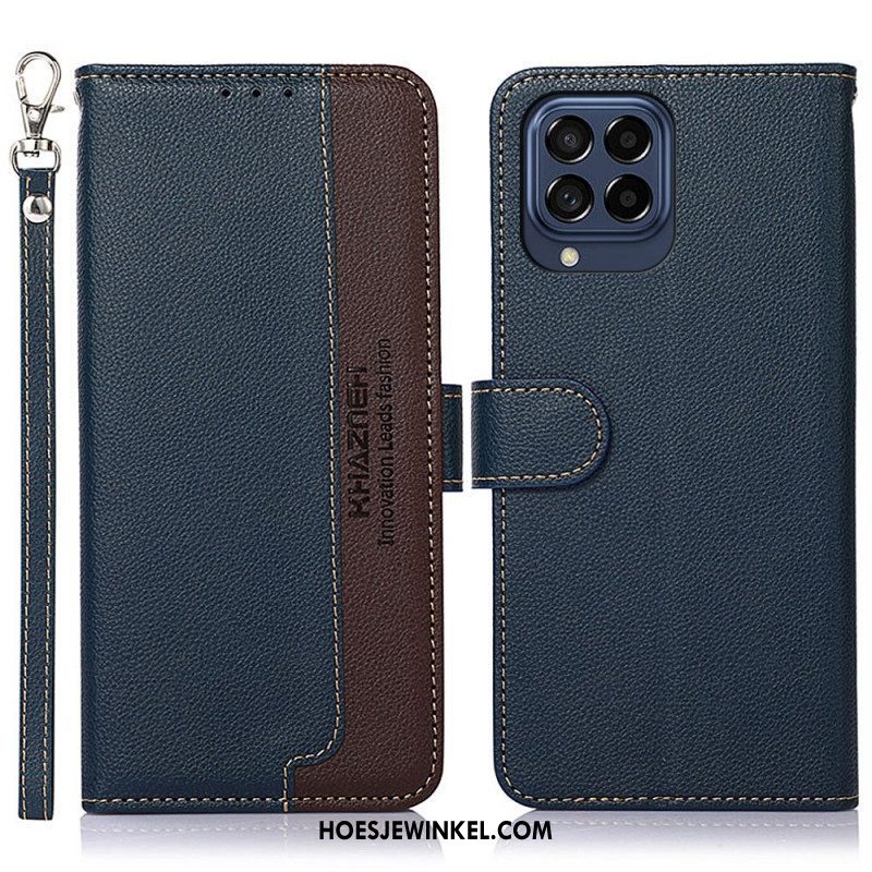 Folio-hoesje voor Samsung Galaxy M53 5G Lychee-stijl Rfid Khazneh