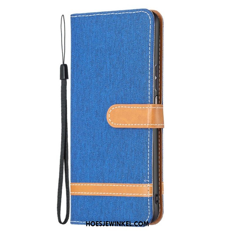 Folio-hoesje voor Samsung Galaxy M53 5G Met Ketting Band Van Stof En Leereffect