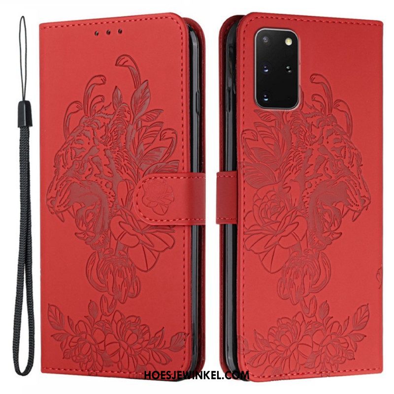 Folio-hoesje voor Samsung Galaxy S20 Plus / S20 Plus 5G Met Ketting Barokke Strappy Tijger