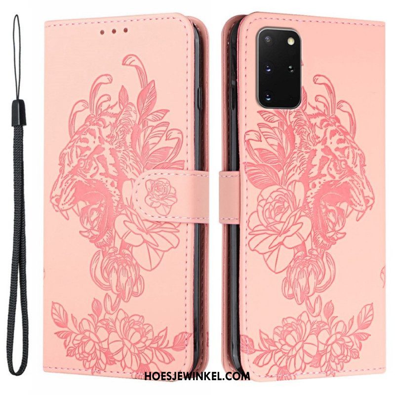 Folio-hoesje voor Samsung Galaxy S20 Plus / S20 Plus 5G Met Ketting Barokke Strappy Tijger