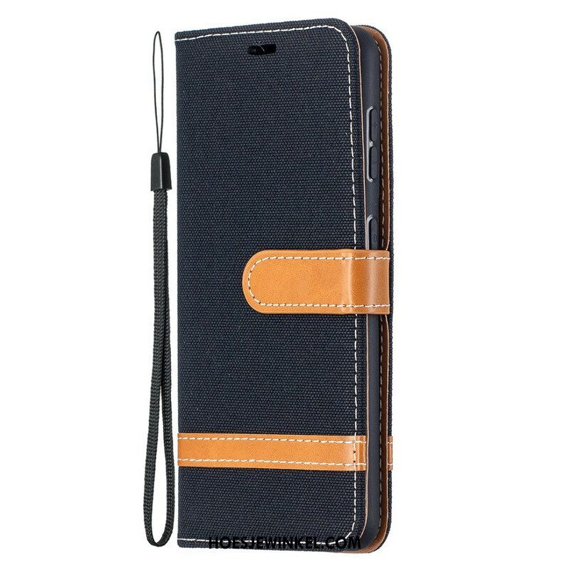 Folio-hoesje voor Samsung Galaxy S21 5G Met Ketting Band Van Stof En Leereffect