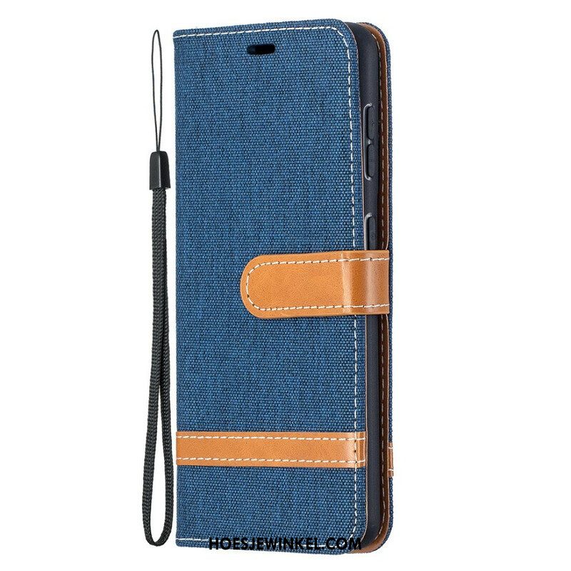 Folio-hoesje voor Samsung Galaxy S21 5G Met Ketting Band Van Stof En Leereffect