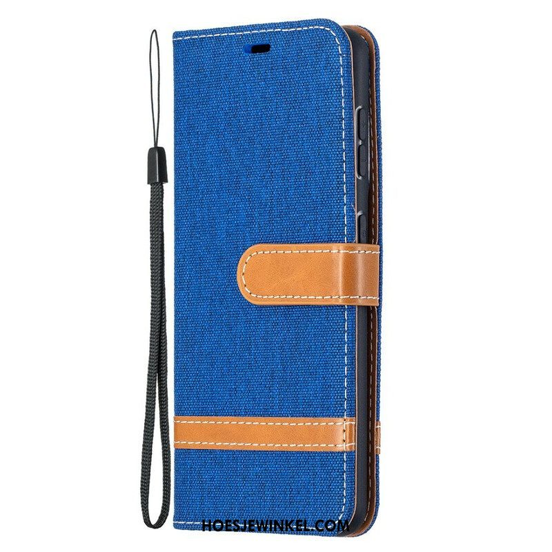 Folio-hoesje voor Samsung Galaxy S21 5G Met Ketting Band Van Stof En Leereffect