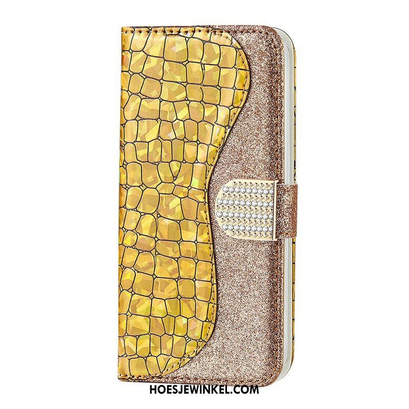 Folio-hoesje voor Samsung Galaxy S21 FE Krokodil Diamanten