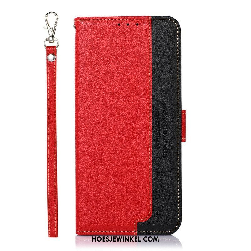 Folio-hoesje voor Samsung Galaxy S21 FE Lychee-stijl Rfid Khazneh