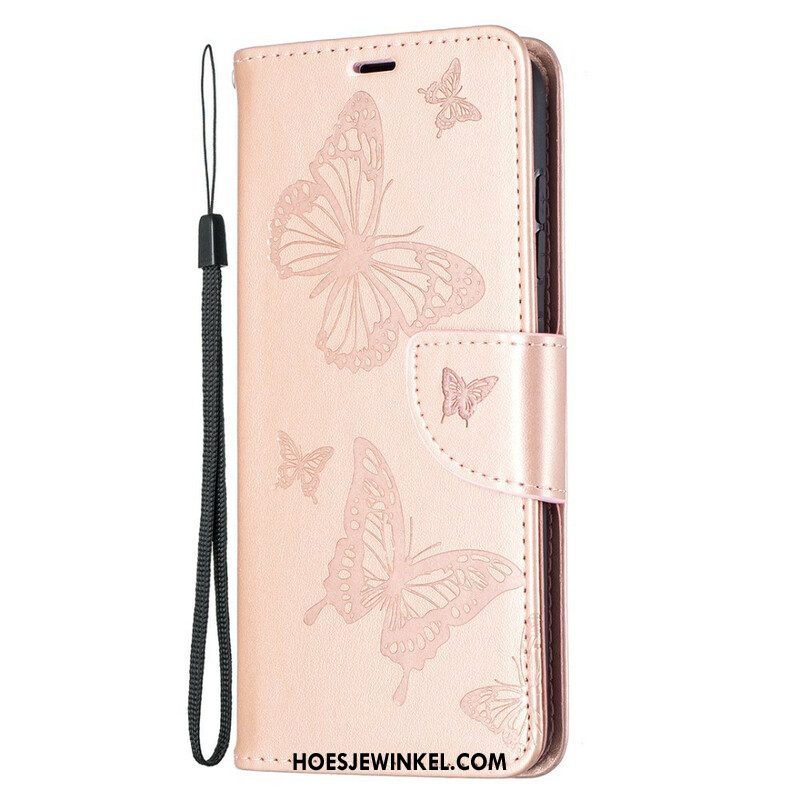 Folio-hoesje voor Samsung Galaxy S21 FE Vlinders Tijdens De Vlucht Met Lanyard