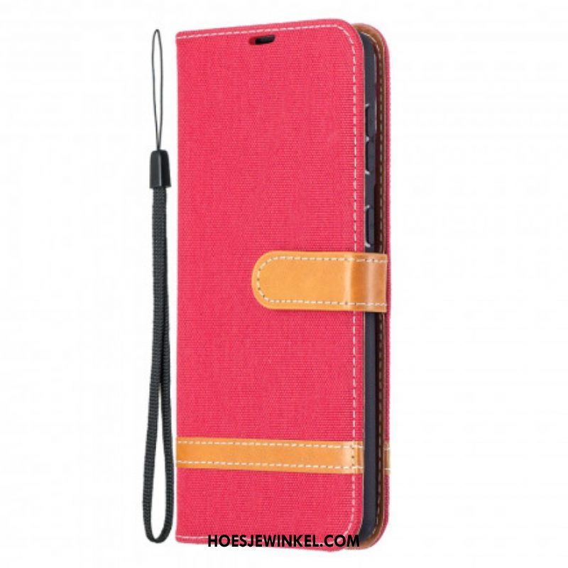 Folio-hoesje voor Samsung Galaxy S21 Plus 5G Met Ketting Band Van Stof En Leereffect