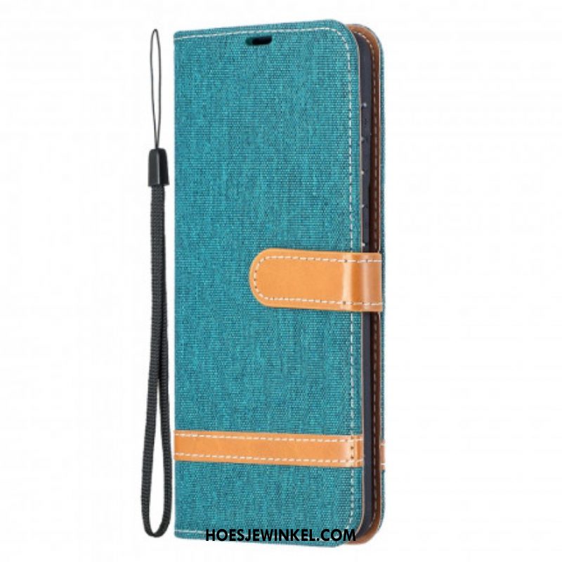 Folio-hoesje voor Samsung Galaxy S21 Plus 5G Met Ketting Band Van Stof En Leereffect