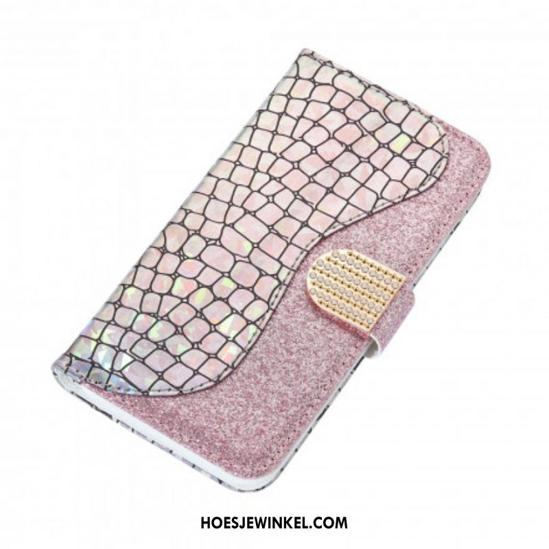 Folio-hoesje voor Samsung Galaxy S21 Ultra 5G Krokodil Diamanten