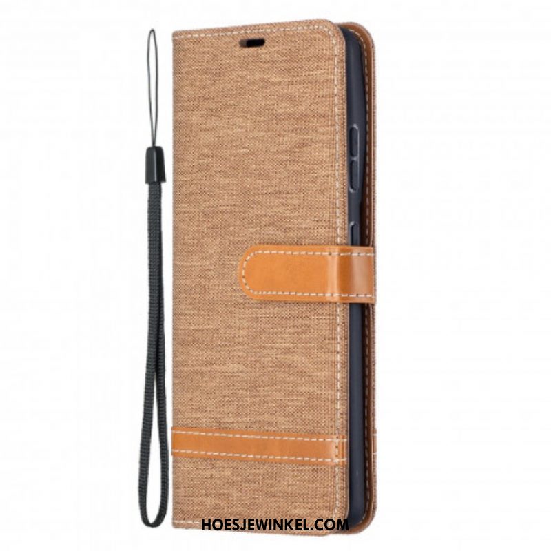 Folio-hoesje voor Samsung Galaxy S21 Ultra 5G Met Ketting Band Van Stof En Leereffect