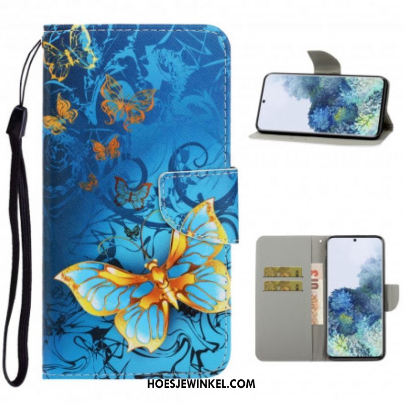 Folio-hoesje voor Samsung Galaxy S21 Ultra 5G Met Ketting Vlinderbandvariaties