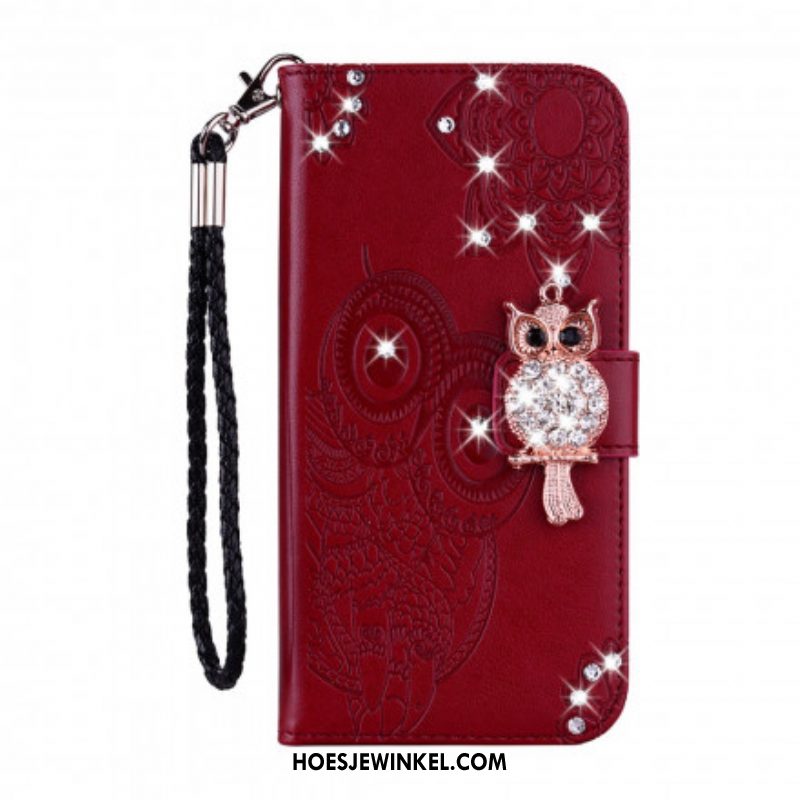 Folio-hoesje voor Samsung Galaxy S21 Ultra 5G Uil Mandala En Charme