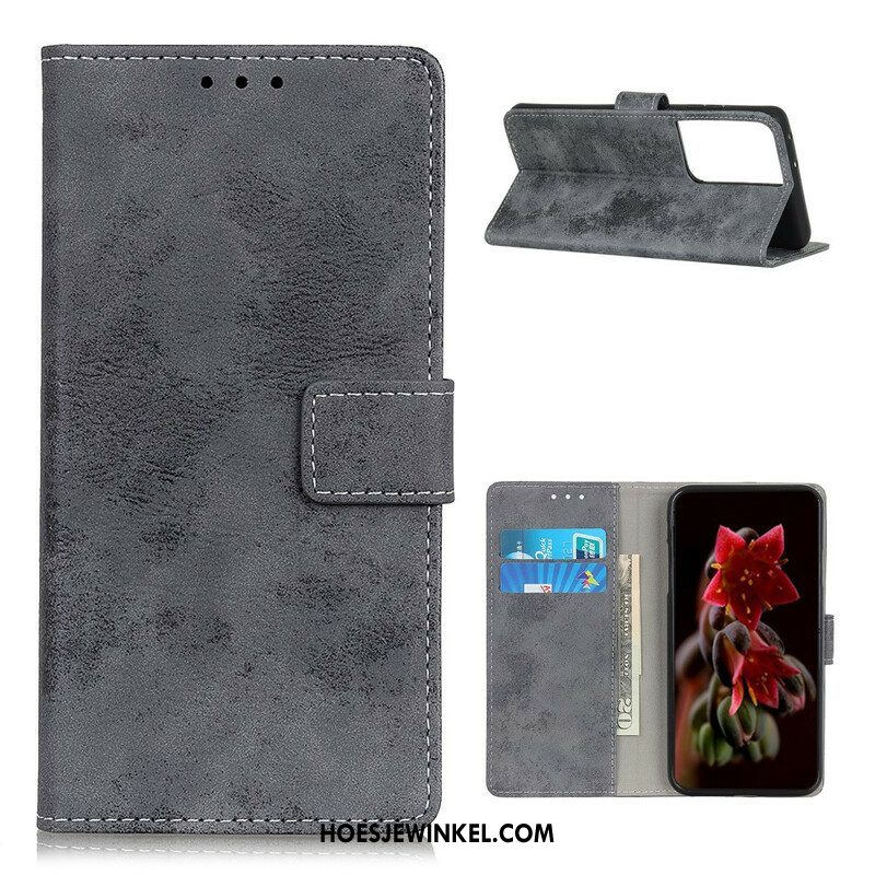 Folio-hoesje voor Samsung Galaxy S21 Ultra 5G Vintage Kunstleer