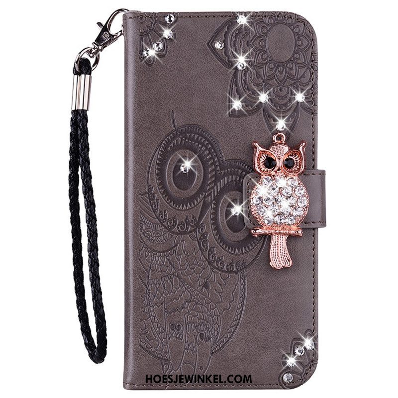Folio-hoesje voor Samsung Galaxy S22 5G Uil Mandala En Charme