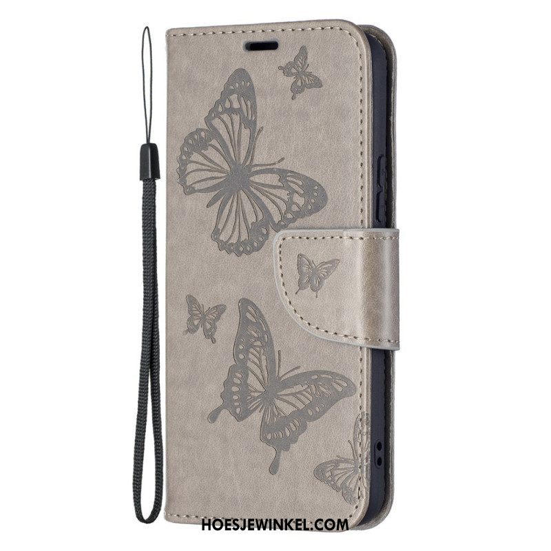 Folio-hoesje voor Samsung Galaxy S22 5G Vlinders Tijdens De Vlucht Met Lanyard