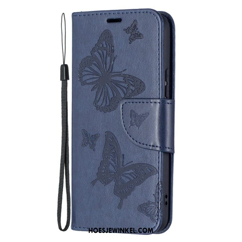 Folio-hoesje voor Samsung Galaxy S22 5G Vlinders Tijdens De Vlucht Met Lanyard