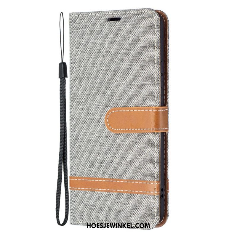 Folio-hoesje voor Samsung Galaxy S22 Plus 5G Met Ketting Band Van Stof En Leereffect