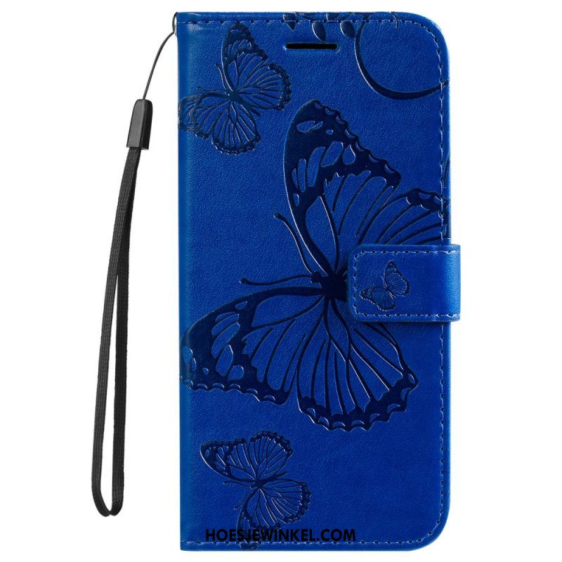 Folio-hoesje voor Samsung Galaxy S22 Plus 5G Met Ketting Gigantische Riemvlinders