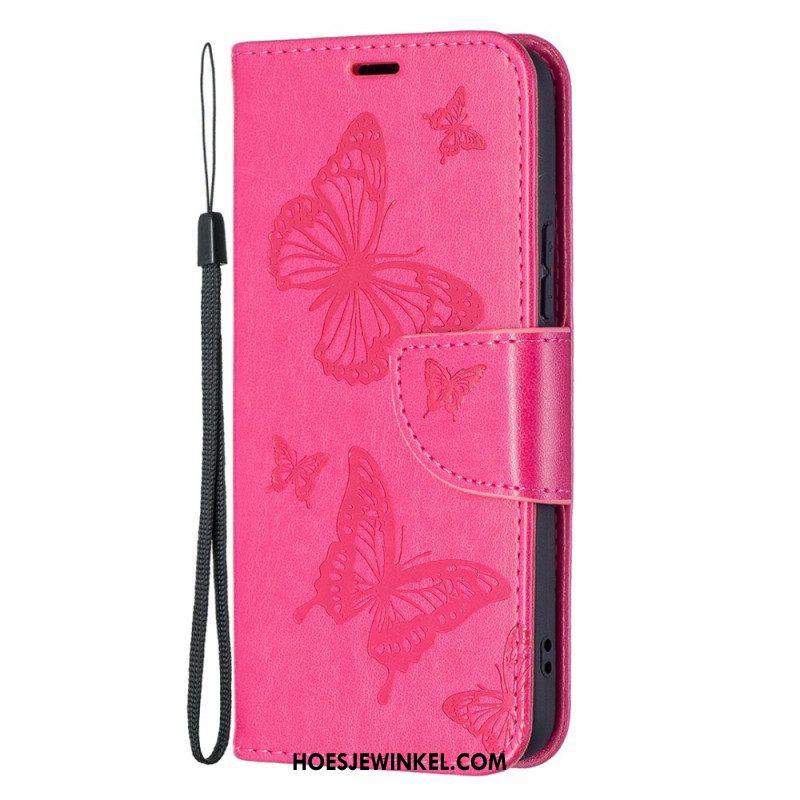 Folio-hoesje voor Samsung Galaxy S22 Plus 5G Vlinders Tijdens De Vlucht Met Lanyard