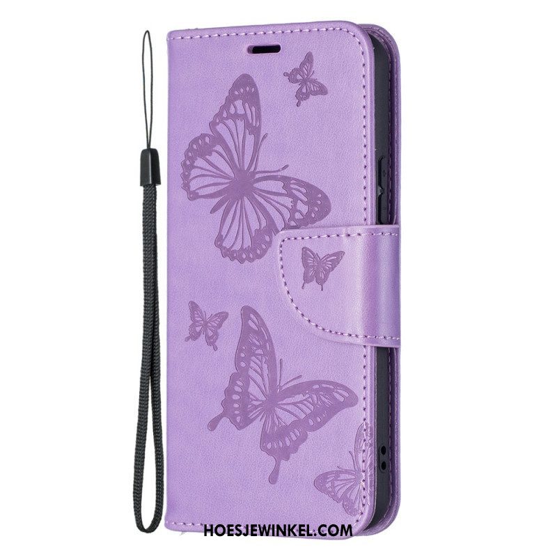 Folio-hoesje voor Samsung Galaxy S22 Plus 5G Vlinders Tijdens De Vlucht Met Lanyard