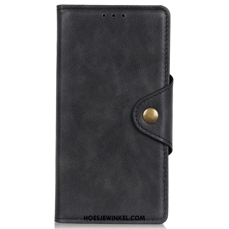 Folio-hoesje voor Samsung Galaxy S22 Ultra 5G Knoop Van Imitatieleer