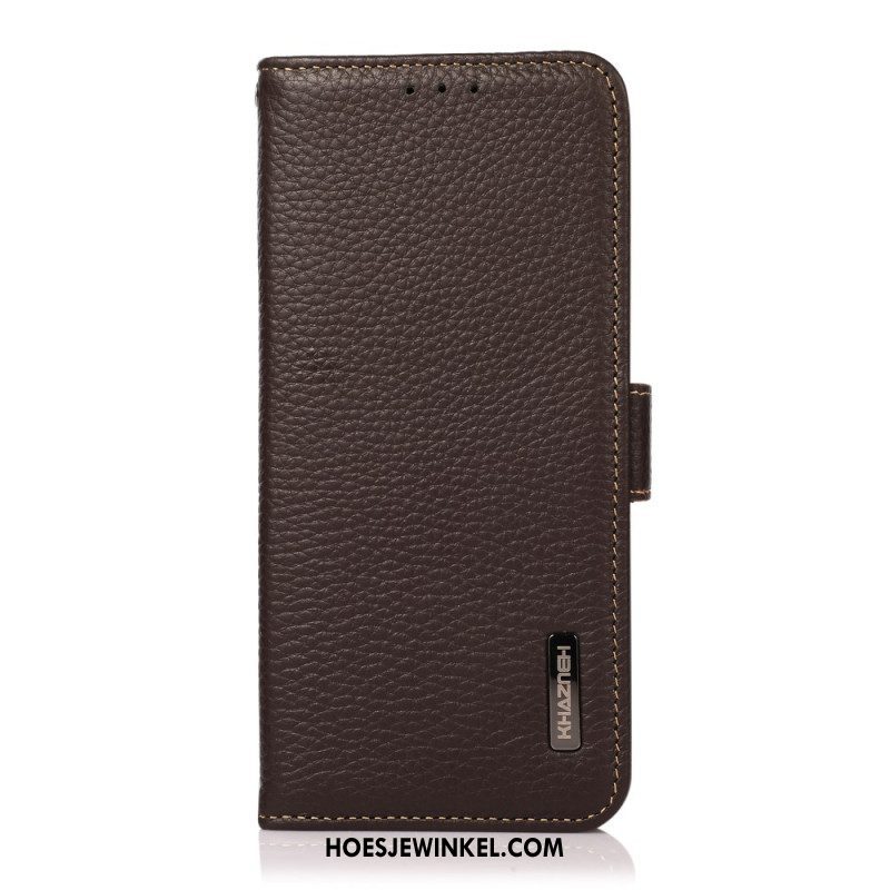 Folio-hoesje voor Samsung Galaxy S22 Ultra 5G Lychee Leer Khazneh Rfid