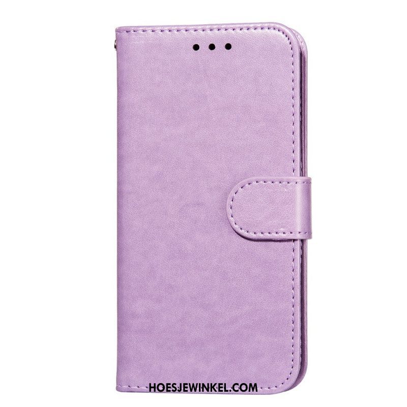 Folio-hoesje voor Samsung Galaxy S22 Ultra 5G Met Ketting Effen Kleur Strappy