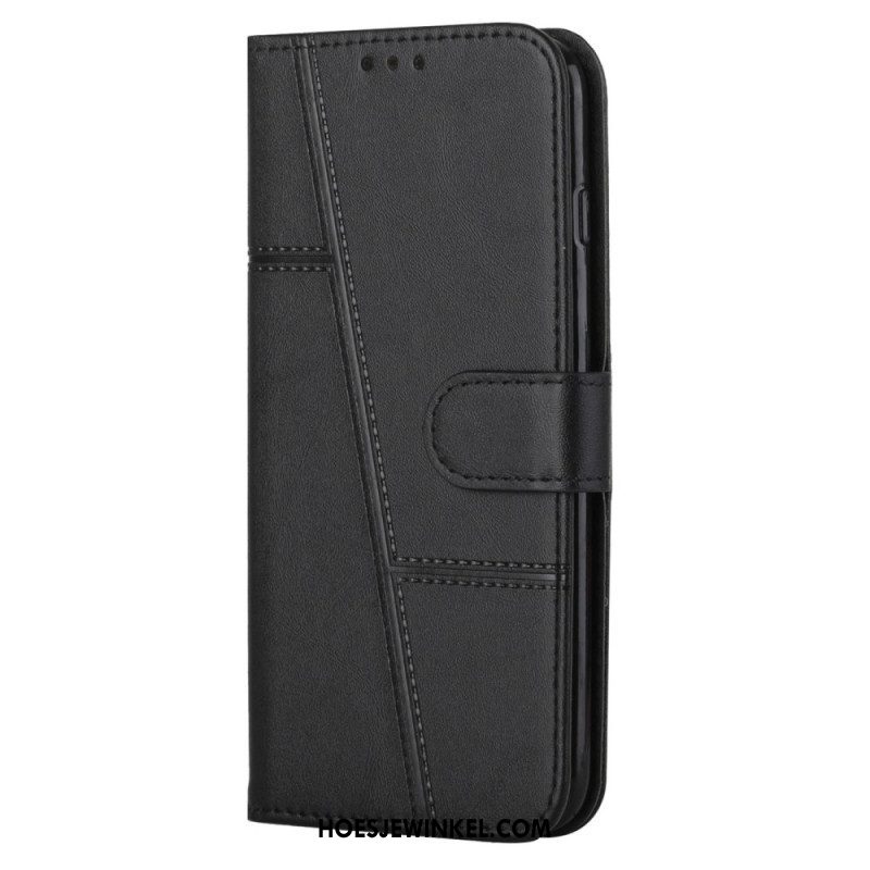 Folio-hoesje voor Samsung Galaxy S22 Ultra 5G Met Ketting Strappy Geometrische Lederen Stijl