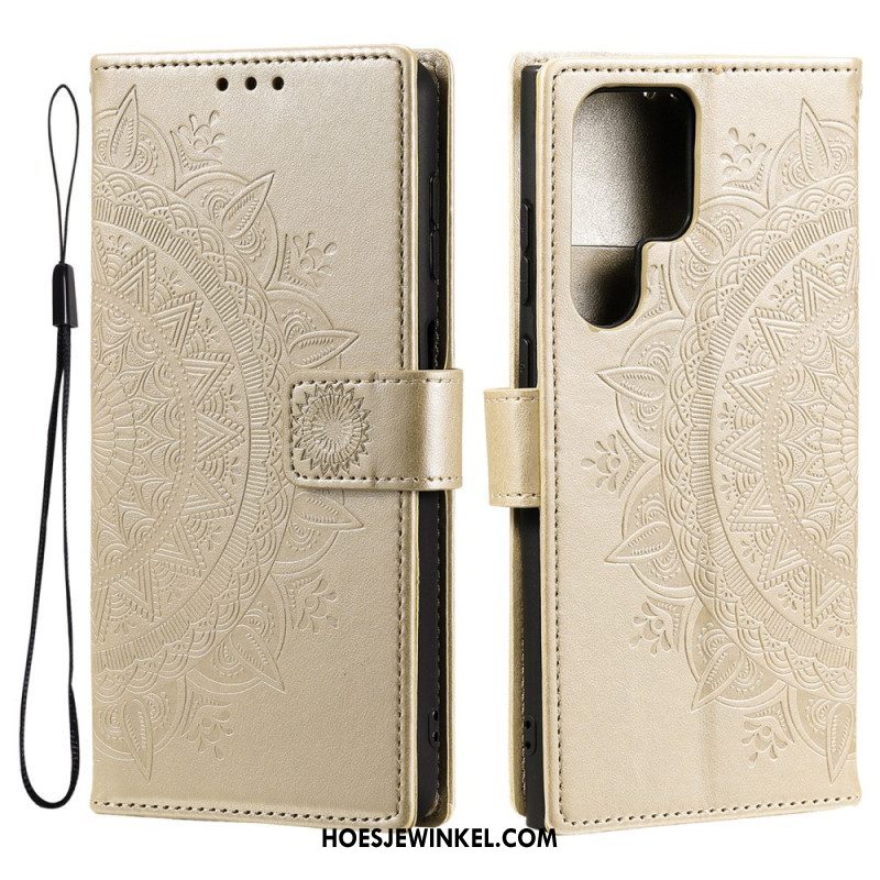 Folio-hoesje voor Samsung Galaxy S22 Ultra 5G Zon Mandala