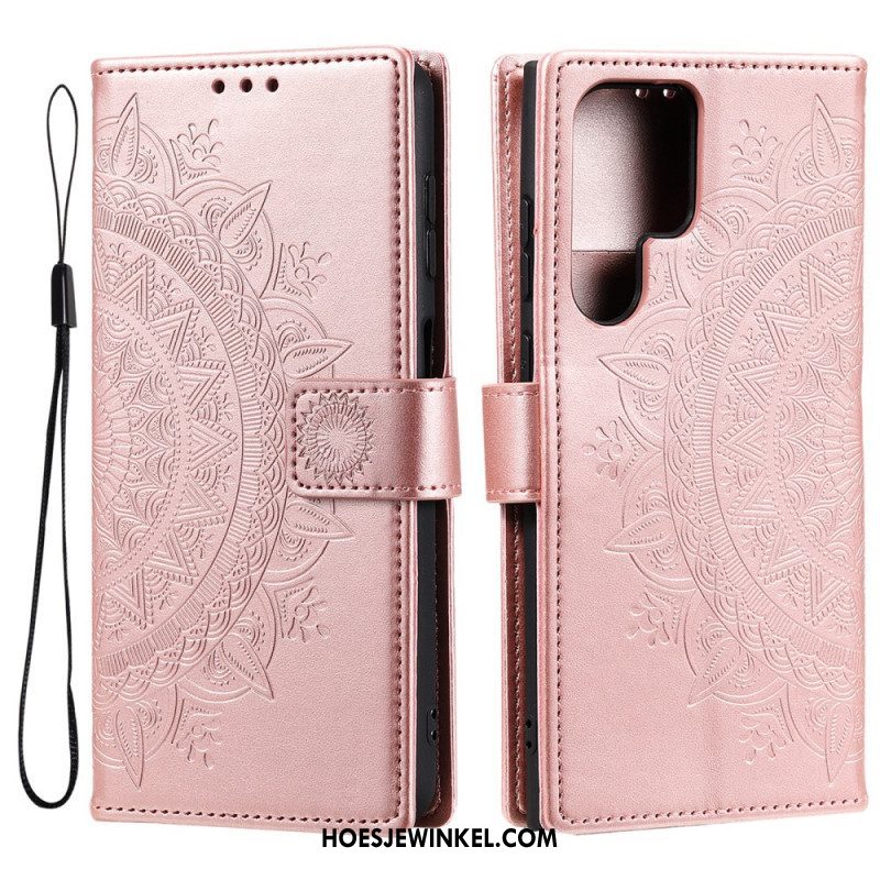 Folio-hoesje voor Samsung Galaxy S22 Ultra 5G Zon Mandala