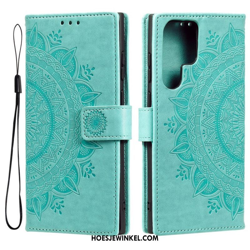 Folio-hoesje voor Samsung Galaxy S22 Ultra 5G Zon Mandala