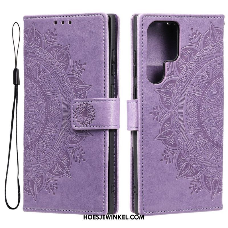 Folio-hoesje voor Samsung Galaxy S22 Ultra 5G Zon Mandala