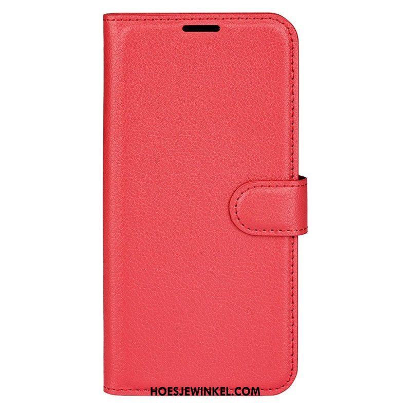 Folio-hoesje voor Samsung Galaxy S23 5G Klassiek Litchi-leereffect